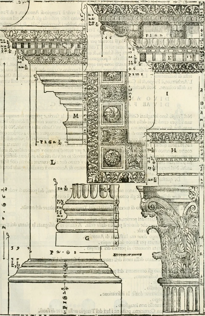 An illustration from I quattro libri dell'architettura di Andrea Palladio : ne' quali, dopò vn breue trattato de' cinque ordini, & di quelli auertimenti, che sono più necesarij nel fabricare : si tratta delle case private, delle vie, de i ponti, delle piazze, de i xisti, & de'tempij, 1616, leaf 226