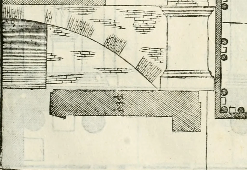 An illustration from I quattro libri dell'architettura di Andrea Palladio : ne' quali, dopò vn breue trattato de' cinque ordini, & di quelli auertimenti, che sono più necesarij nel fabricare : si tratta delle case private, delle vie, de i ponti, delle piazze, de i xisti, & de'tempij, 1616, leaf 230