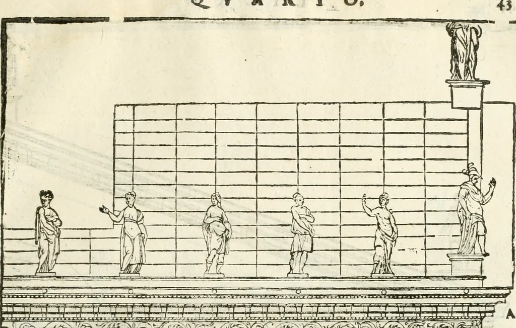 An illustration from I quattro libri dell'architettura di Andrea Palladio : ne' quali, dopò vn breue trattato de' cinque ordini, & di quelli auertimenti, che sono più necesarij nel fabricare : si tratta delle case private, delle vie, de i ponti, delle piazze, de i xisti, & de'tempij, 1616, leaf 240