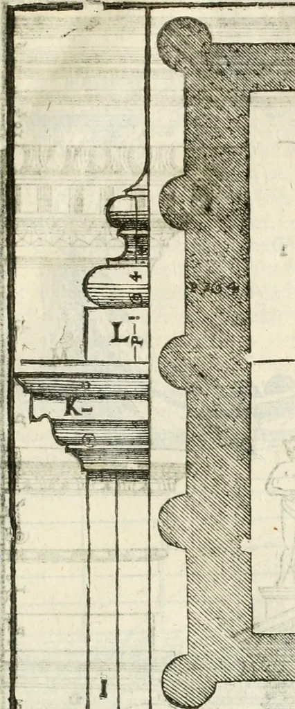 An illustration from I quattro libri dell'architettura di Andrea Palladio : ne' quali, dopò vn breue trattato de' cinque ordini, & di quelli auertimenti, che sono più necesarij nel fabricare : si tratta delle case private, delle vie, de i ponti, delle piazze, de i xisti, & de'tempij, 1616, leaf 246