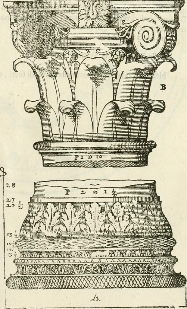An illustration from I quattro libri dell'architettura di Andrea Palladio : ne' quali, dopò vn breue trattato de' cinque ordini, & di quelli auertimenti, che sono più necesarij nel fabricare : si tratta delle case private, delle vie, de i ponti, delle piazze, de i xisti, & de'tempij, 1616, leaf 260