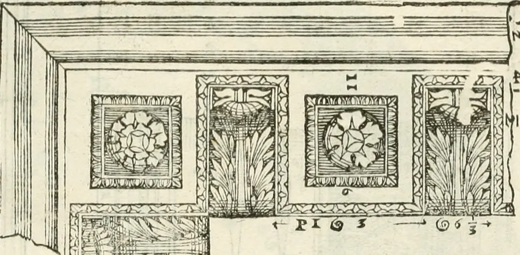 An illustration from I quattro libri dell'architettura di Andrea Palladio : ne' quali, dopò vn breue trattato de' cinque ordini, & di quelli auertimenti, che sono più necesarij nel fabricare : si tratta delle case private, delle vie, de i ponti, delle piazze, de i xisti, & de'tempij, 1616, leaf 280
