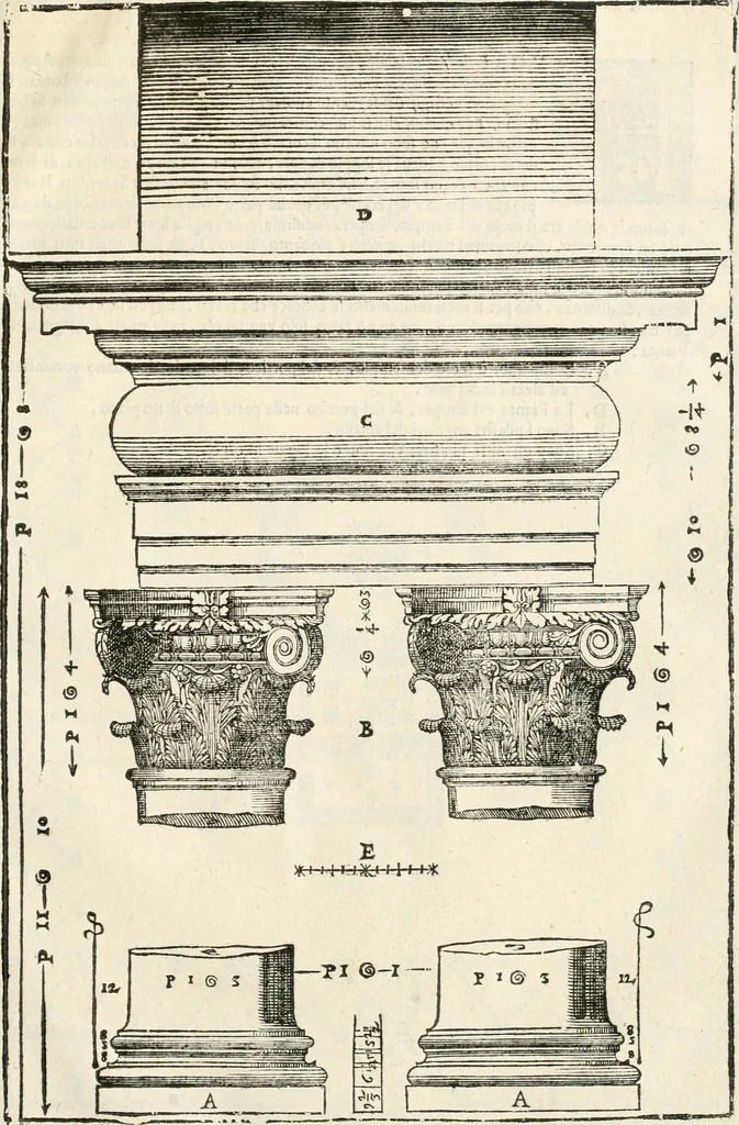 An illustration from I quattro libri dell'architettura di Andrea Palladio : ne' quali, dopò vn breue trattato de' cinque ordini, & di quelli auertimenti, che sono più necesarij nel fabricare : si tratta delle case private, delle vie, de i ponti, delle piazze, de i xisti, & de'tempij, 1616, leaf 284