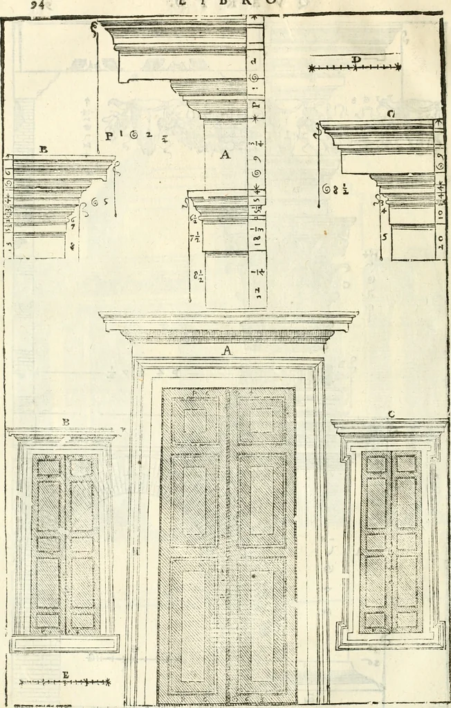 An illustration from I quattro libri dell'architettura di Andrea Palladio : ne' quali, dopò vn breue trattato de' cinque ordini, & di quelli auertimenti, che sono più necesarij nel fabricare : si tratta delle case private, delle vie, de i ponti, delle piazze, de i xisti, & de'tempij, 1616, leaf 291