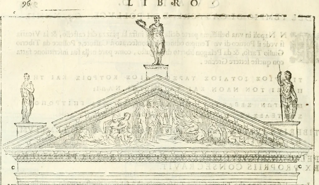 An illustration from I quattro libri dell'architettura di Andrea Palladio : ne' quali, dopò vn breue trattato de' cinque ordini, & di quelli auertimenti, che sono più necesarij nel fabricare : si tratta delle case private, delle vie, de i ponti, delle piazze, de i xisti, & de'tempij, 1616, leaf 293