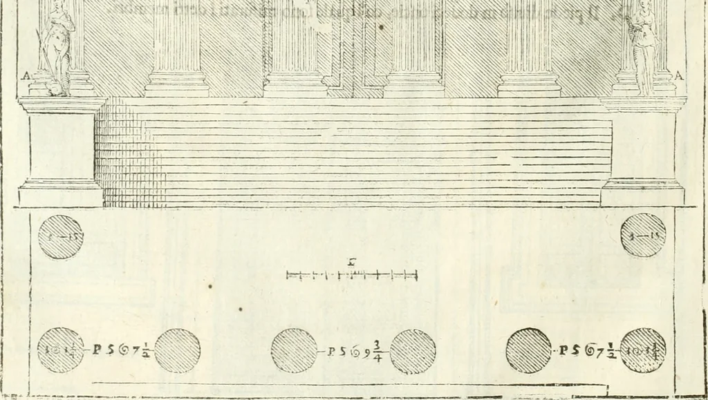 An illustration from I quattro libri dell'architettura di Andrea Palladio : ne' quali, dopò vn breue trattato de' cinque ordini, & di quelli auertimenti, che sono più necesarij nel fabricare : si tratta delle case private, delle vie, de i ponti, delle piazze, de i xisti, & de'tempij, 1616, leaf 293