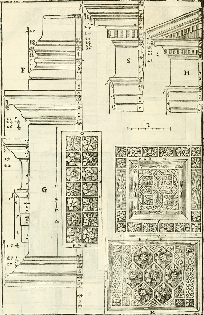An illustration from I quattro libri dell'architettura di Andrea Palladio : ne' quali, dopò vn breue trattato de' cinque ordini, & di quelli auertimenti, che sono più necesarij nel fabricare : si tratta delle case private, delle vie, de i ponti, delle piazze, de i xisti, & de'tempij, 1616, leaf 319