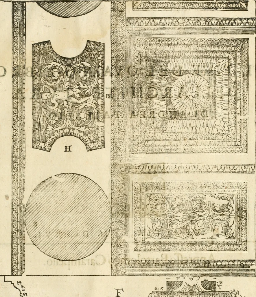 An illustration from I quattro libri dell'architettura di Andrea Palladio : ne' quali, dopò vn breue trattato de' cinque ordini, & di quelli auertimenti, che sono più necesarij nel fabricare : si tratta delle case private, delle vie, de i ponti, delle piazze, de i xisti, & de'tempij, 1616, leaf 330