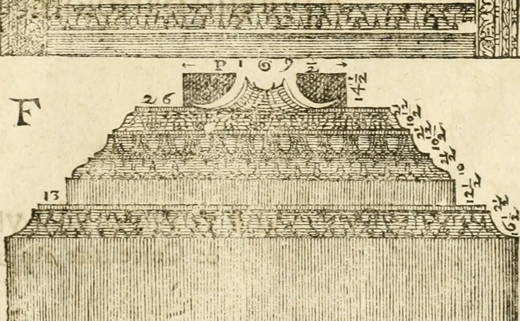 An illustration from I quattro libri dell'architettura di Andrea Palladio : ne' quali, dopò vn breue trattato de' cinque ordini, & di quelli auertimenti, che sono più necesarij nel fabricare : si tratta delle case private, delle vie, de i ponti, delle piazze, de i xisti, & de'tempij, 1616, leaf 330