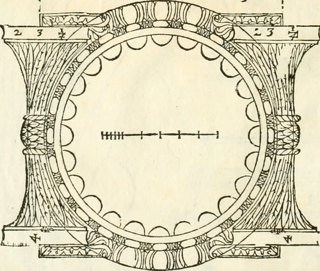 An illustration from I quattro libri dell'architettura di Andrea Palladio : ne' quali, dopò vn breue trattato de' cinque ordini, & di quelli auertimenti, che sono più necesarij nel fabricare : si tratta delle case private, delle vie, de i ponti, delle piazze, de i xisti, & de'tempij, 1616, leaf 39