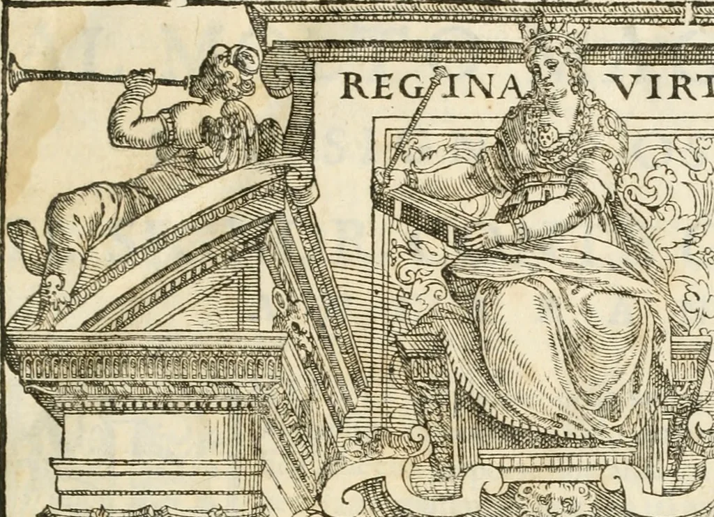 An illustration from I quattro libri dell'architettura di Andrea Palladio : ne' quali, dopò vn breue trattato de' cinque ordini, & di quelli auertimenti, che sono più necesarij nel fabricare : si tratta delle case private, delle vie, de i ponti, delle piazze, de i xisti, & de'tempij, 1616, leaf 4