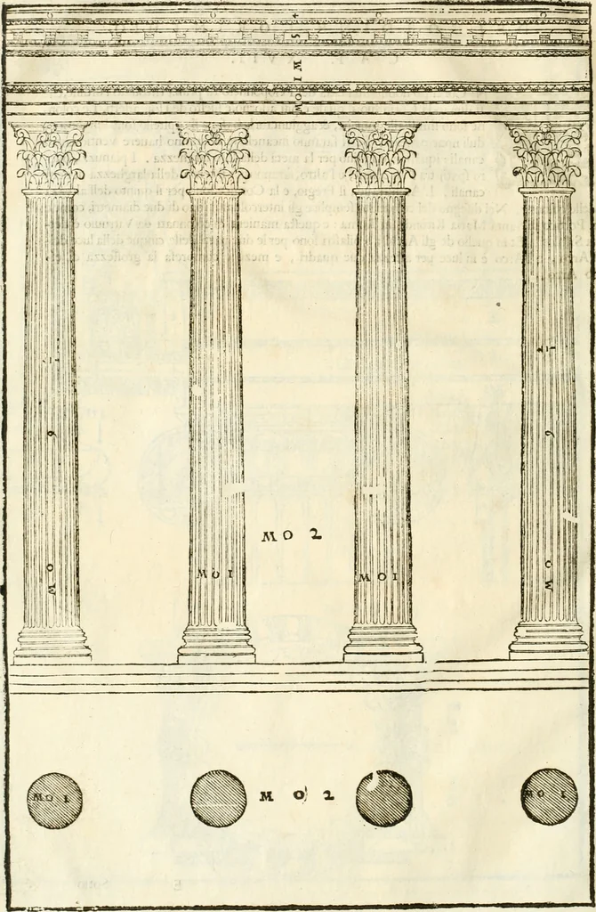 An illustration from I quattro libri dell'architettura di Andrea Palladio : ne' quali, dopò vn breue trattato de' cinque ordini, & di quelli auertimenti, che sono più necesarij nel fabricare : si tratta delle case private, delle vie, de i ponti, delle piazze, de i xisti, & de'tempij, 1616, leaf 41