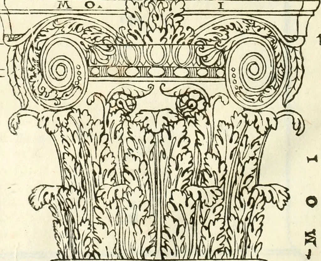 An illustration from I quattro libri dell'architettura di Andrea Palladio : ne' quali, dopò vn breue trattato de' cinque ordini, & di quelli auertimenti, che sono più necesarij nel fabricare : si tratta delle case private, delle vie, de i ponti, delle piazze, de i xisti, & de'tempij, 1616, leaf 53