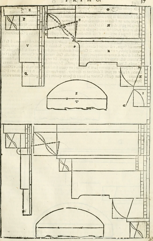An illustration from I quattro libri dell'architettura di Andrea Palladio : ne' quali, dopò vn breue trattato de' cinque ordini, & di quelli auertimenti, che sono più necesarij nel fabricare : si tratta delle case private, delle vie, de i ponti, delle piazze, de i xisti, & de'tempij, 1616, leaf 60