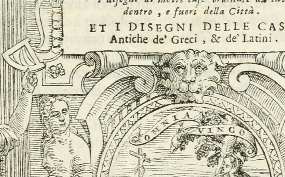 An illustration from I quattro libri dell'architettura di Andrea Palladio : ne' quali, dopò vn breue trattato de' cinque ordini, & di quelli auertimenti, che sono più necesarij nel fabricare : si tratta delle case private, delle vie, de i ponti, delle piazze, de i xisti, & de'tempij, 1616, leaf 72