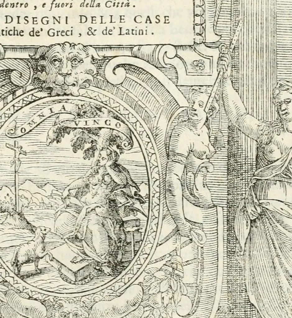 An illustration from I quattro libri dell'architettura di Andrea Palladio : ne' quali, dopò vn breue trattato de' cinque ordini, & di quelli auertimenti, che sono più necesarij nel fabricare : si tratta delle case private, delle vie, de i ponti, delle piazze, de i xisti, & de'tempij, 1616, leaf 72