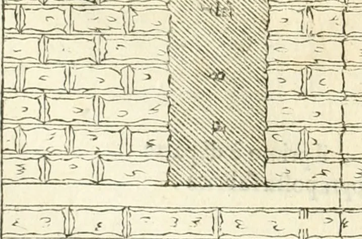 An illustration from I quattro libri dell'architettura di Andrea Palladio : ne' quali, dopò vn breue trattato de' cinque ordini, & di quelli auertimenti, che sono più necesarij nel fabricare : si tratta delle case private, delle vie, de i ponti, delle piazze, de i xisti, & de'tempij, 1616, leaf 85