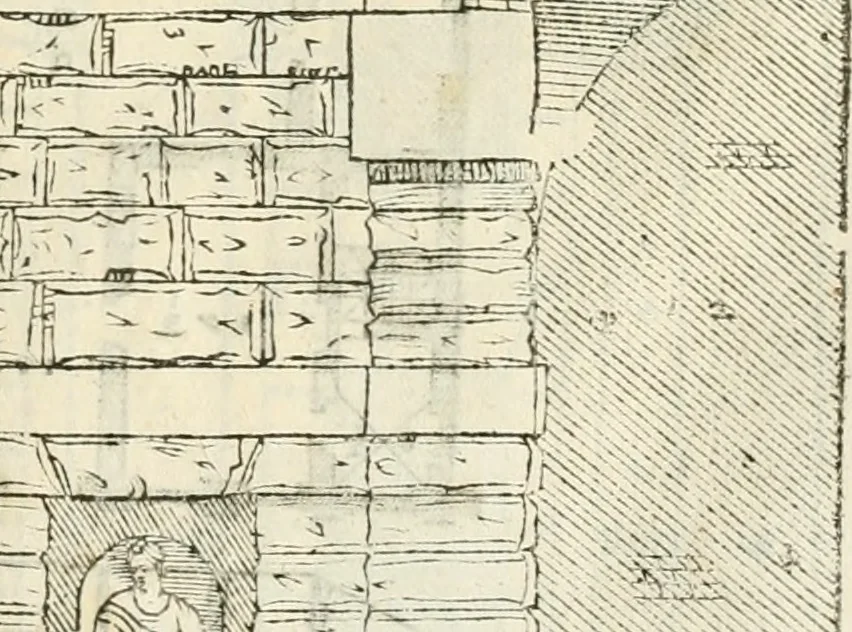 An illustration from I quattro libri dell'architettura di Andrea Palladio : ne' quali, dopò vn breue trattato de' cinque ordini, & di quelli auertimenti, che sono più necesarij nel fabricare : si tratta delle case private, delle vie, de i ponti, delle piazze, de i xisti, & de'tempij, 1616, leaf 86