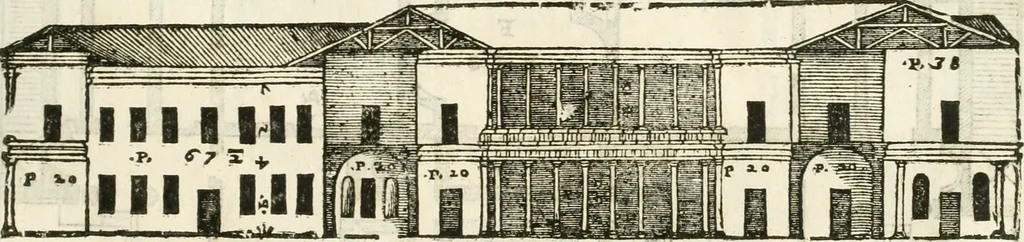 An illustration from I quattro libri dell'architettura di Andrea Palladio : ne' quali, dopò vn breue trattato de' cinque ordini, & di quelli auertimenti, che sono più necesarij nel fabricare : si tratta delle case private, delle vie, de i ponti, delle piazze, de i xisti, & de'tempij, 1616, leaf 96