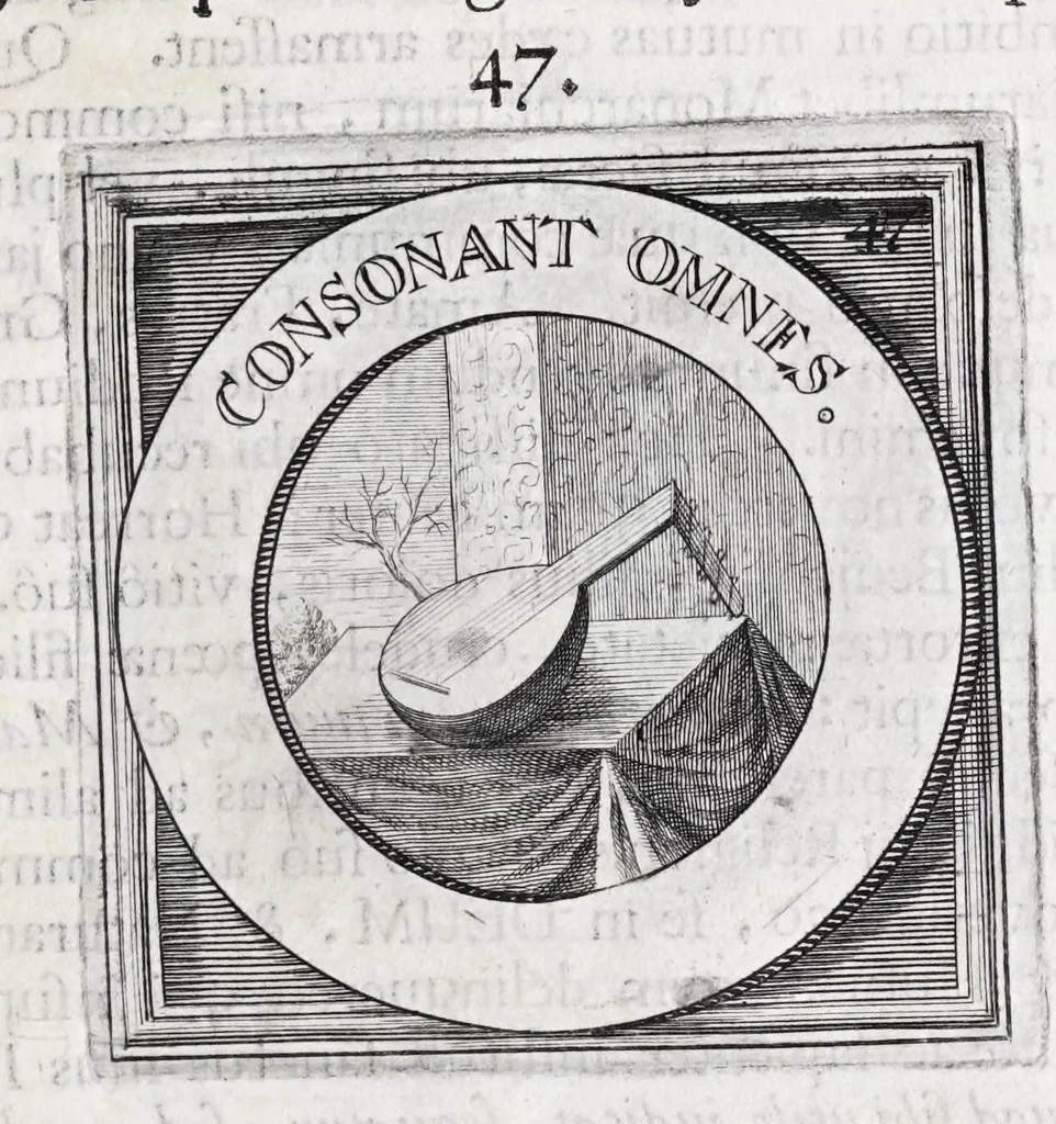 An illustration from Quinquagena symbolorum heroica, in praecipua capita et dogmata S. regulae sanctissimi monachorum patris et legislatoris Benedicti, omnium justorum spiritu pleni : ad recolligendum animum horis succisivis concepta, et exegesibus brevibus metrico-prosaicis asceticis illustrata, 1741, leaf 103
