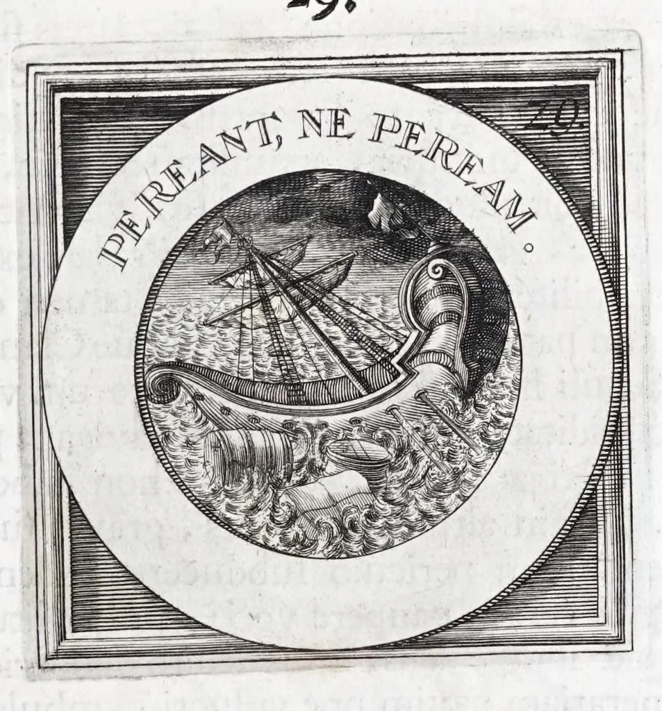 An illustration from Quinquagena symbolorum heroica, in praecipua capita et dogmata S. regulae sanctissimi monachorum patris et legislatoris Benedicti, omnium justorum spiritu pleni : ad recolligendum animum horis succisivis concepta, et exegesibus brevibus metrico-prosaicis asceticis illustrata, 1741, leaf 67