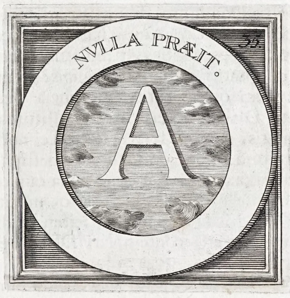 An illustration from Quinquagena symbolorum heroica, in praecipua capita et dogmata S. regulae sanctissimi monachorum patris et legislatoris Benedicti, omnium justorum spiritu pleni : ad recolligendum animum horis succisivis concepta, et exegesibus brevibus metrico-prosaicis asceticis illustrata, 1741, leaf 79