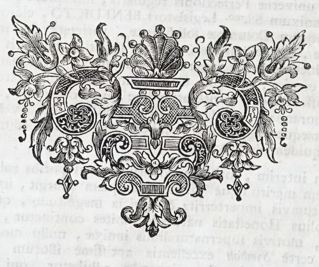 An illustration from Quinquagena symbolorum heroica, in praecipua capita et dogmata S. regulae sanctissimi monachorum patris et legislatoris Benedicti, omnium justorum spiritu pleni : ad recolligendum animum horis succisivis concepta, et exegesibus brevibus metrico-prosaicis asceticis illustrata, 1741, leaf 8