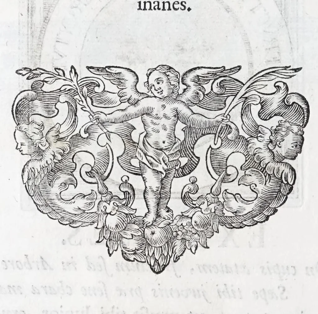An illustration from Quinquagena symbolorum heroica, in praecipua capita et dogmata S. regulae sanctissimi monachorum patris et legislatoris Benedicti, omnium justorum spiritu pleni : ad recolligendum animum horis succisivis concepta, et exegesibus brevibus metrico-prosaicis asceticis illustrata, 1741, leaf 96