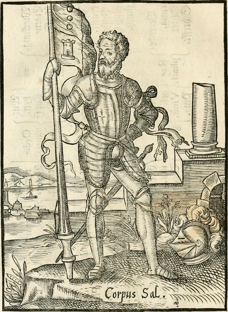 An illustration from Quinta essentia, das ist, Die höchste Subtilitet, Krafft vnd Wirckung, beyder der fürtrefflichsten, vnd menschlichem Geschlecht am nützlichsten Künsten, der Medicin vnd Alchemy : auch wie nahe diese beyde mit Sipschafft gefreund vnd verwandt sind, vnd das eine ohn beystandt der andern nicht nütz sey, oder in den menschlichen Cörpern zu wircken kein Krafft habe : Vergleichung der alten und newen Medicin, vnd wie alle Subtiliteten ausgezogen, die Element geschieden, alle Corpora gemutirt ... : jetzt von newem, sampt Eröffnung der vertunckelten Sententz, Wort vnd Namen, gemehret vnd gebessert, 1574, leaf 87