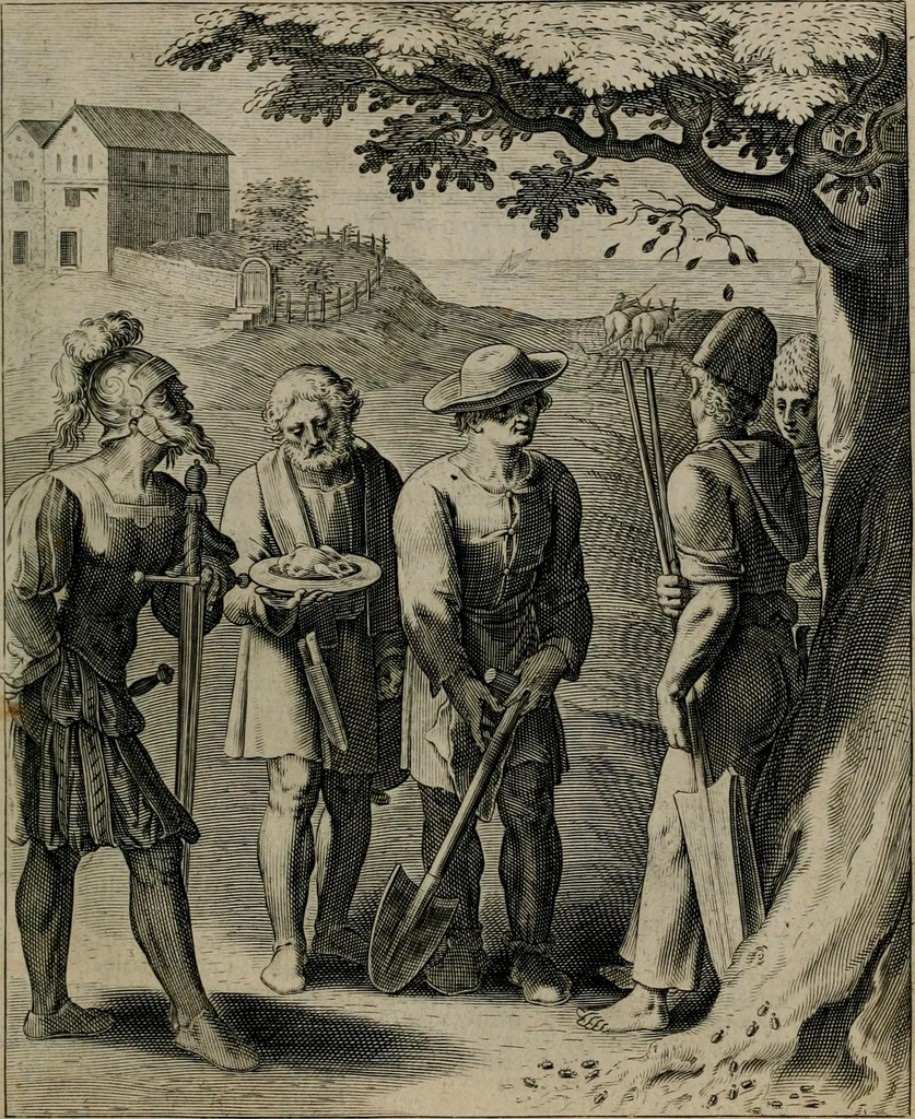 An illustration from Quinti Horatii Flacci emblemata : imaginibus in aes incisis, notisq[ue], illustrata, 1612, leaf 104
