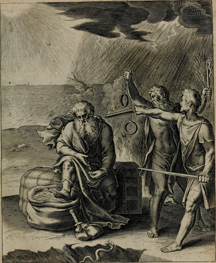 An illustration from Quinti Horatii Flacci emblemata : imaginibus in aes incisis, notisq[ue], illustrata, 1612, leaf 106