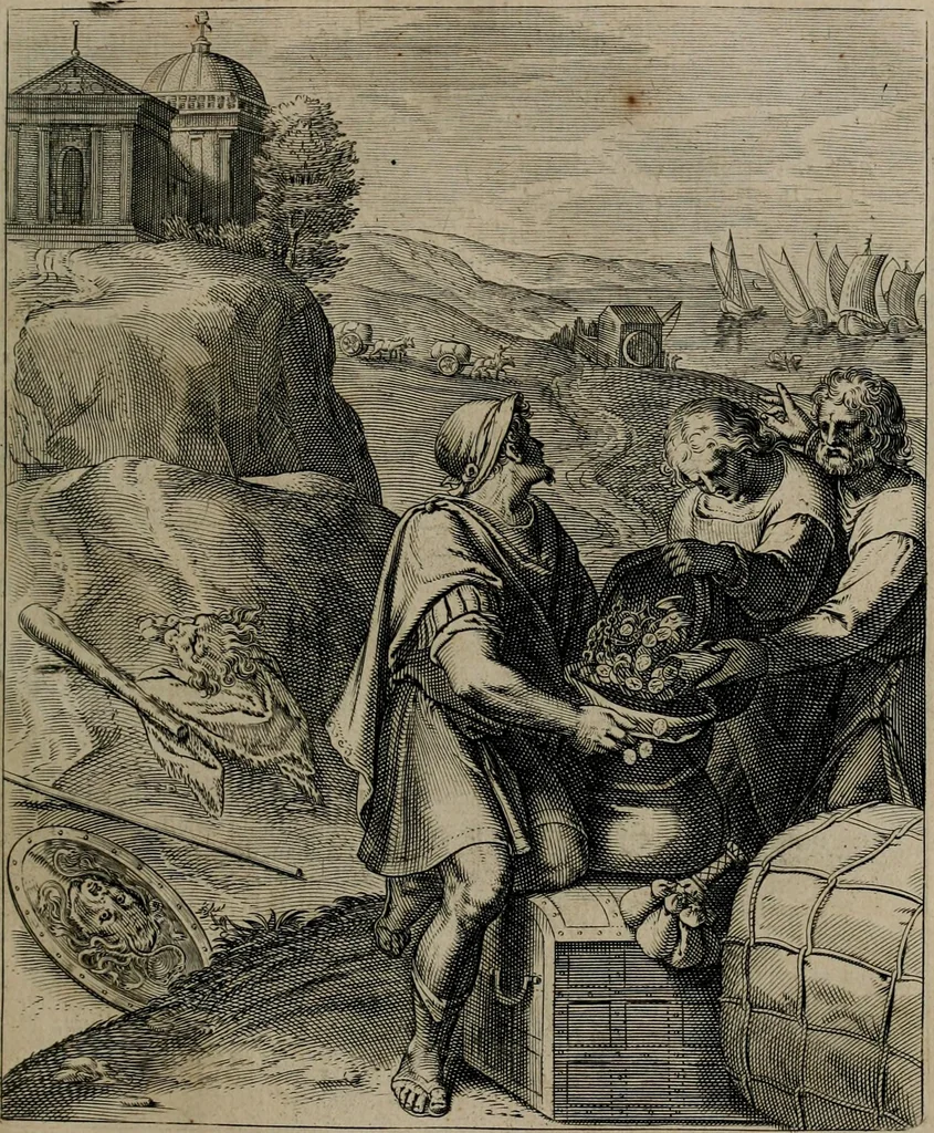 An illustration from Quinti Horatii Flacci emblemata : imaginibus in aes incisis, notisq[ue], illustrata, 1612, leaf 108