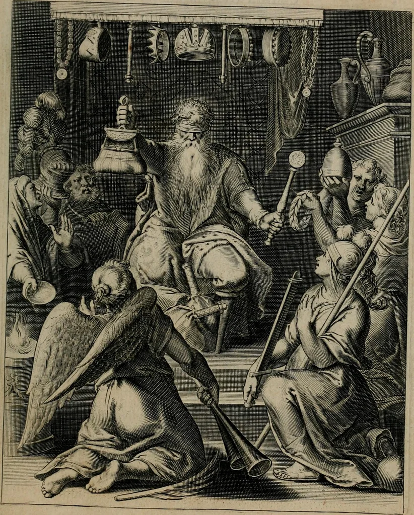An illustration from Quinti Horatii Flacci emblemata : imaginibus in aes incisis, notisq[ue], illustrata, 1612, leaf 128