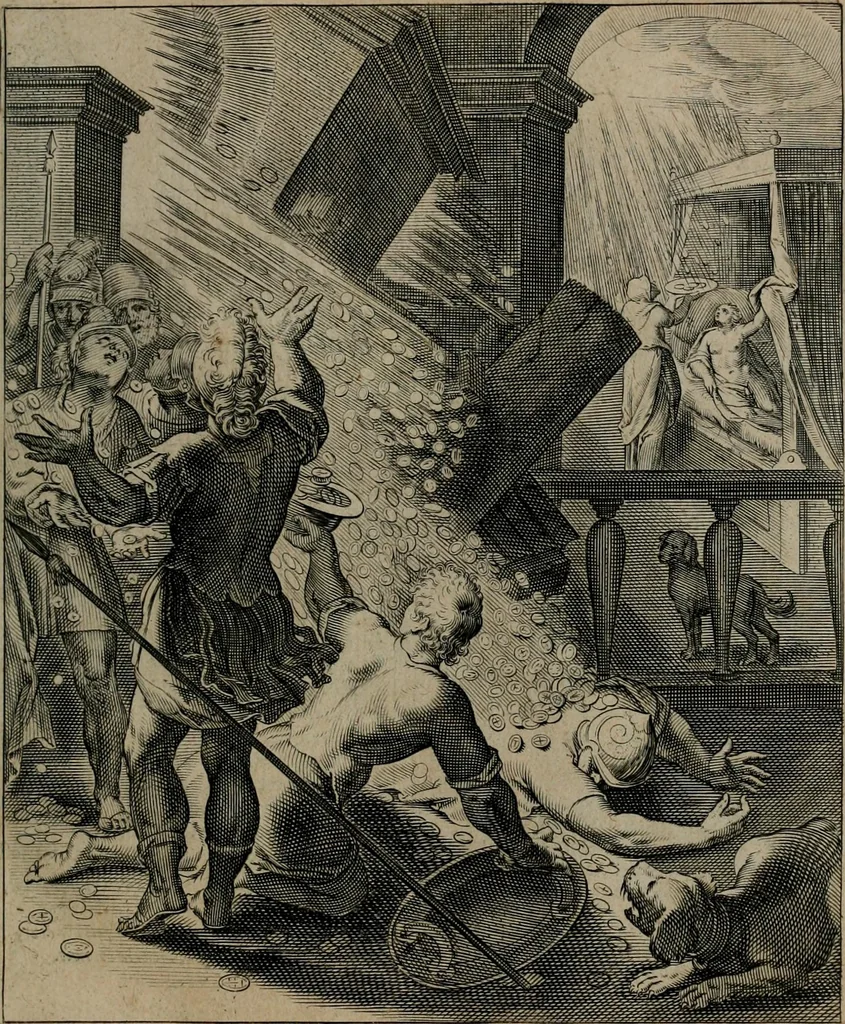 An illustration from Quinti Horatii Flacci emblemata : imaginibus in aes incisis, notisq[ue], illustrata, 1612, leaf 130