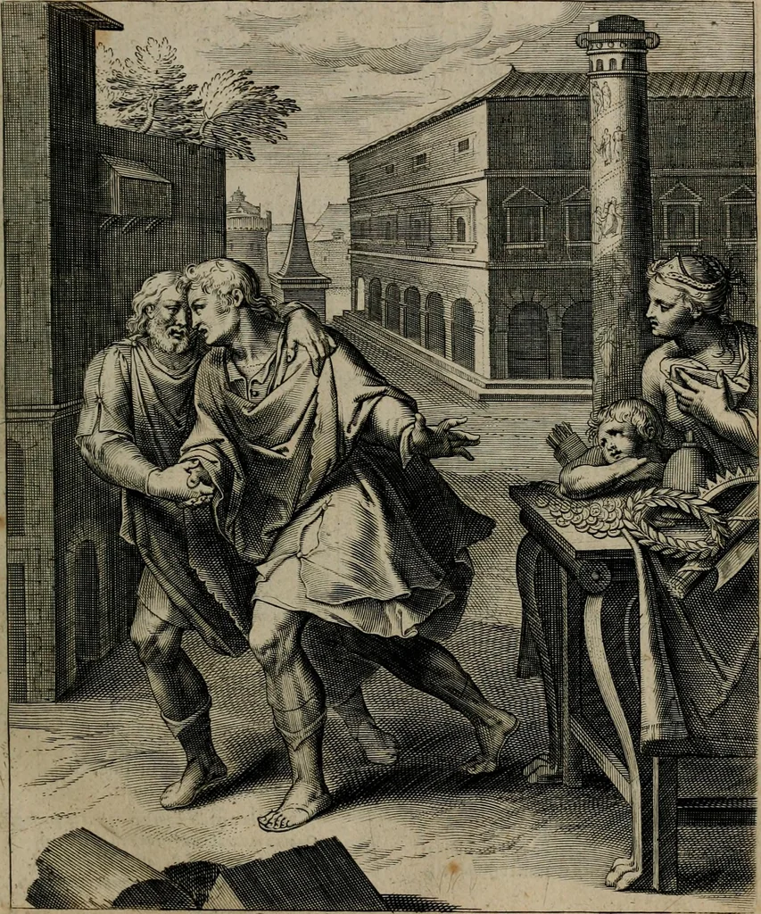 An illustration from Quinti Horatii Flacci emblemata : imaginibus in aes incisis, notisq[ue], illustrata, 1612, leaf 140