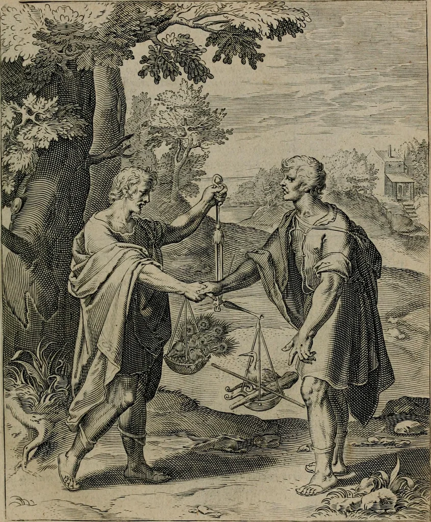 An illustration from Quinti Horatii Flacci emblemata : imaginibus in aes incisis, notisq[ue], illustrata, 1612, leaf 142