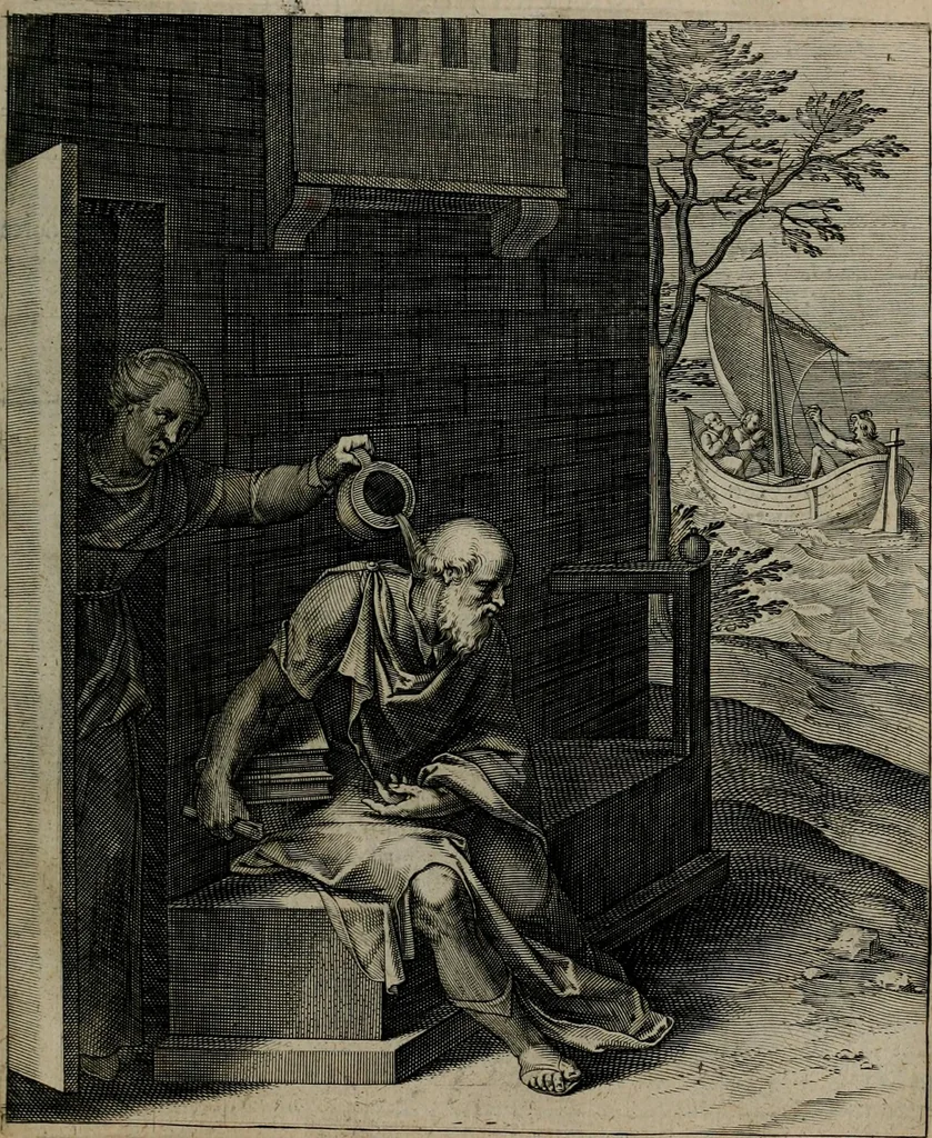 An illustration from Quinti Horatii Flacci emblemata : imaginibus in aes incisis, notisq[ue], illustrata, 1612, leaf 156