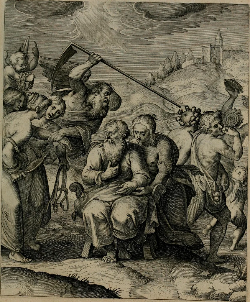 An illustration from Quinti Horatii Flacci emblemata : imaginibus in aes incisis, notisq[ue], illustrata, 1612, leaf 166