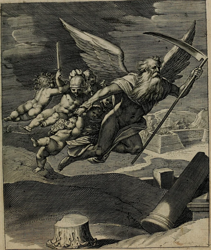 An illustration from Quinti Horatii Flacci emblemata : imaginibus in aes incisis, notisq[ue], illustrata, 1612, leaf 180