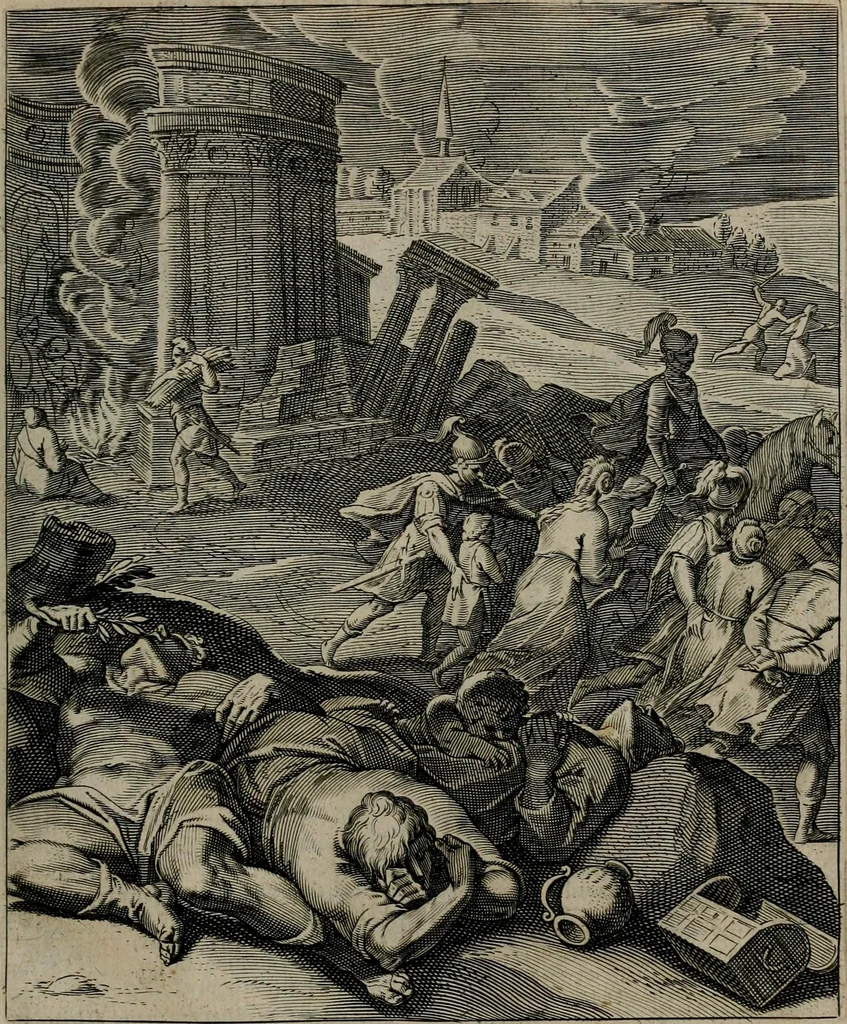 An illustration from Quinti Horatii Flacci emblemata : imaginibus in aes incisis, notisq[ue], illustrata, 1612, leaf 182