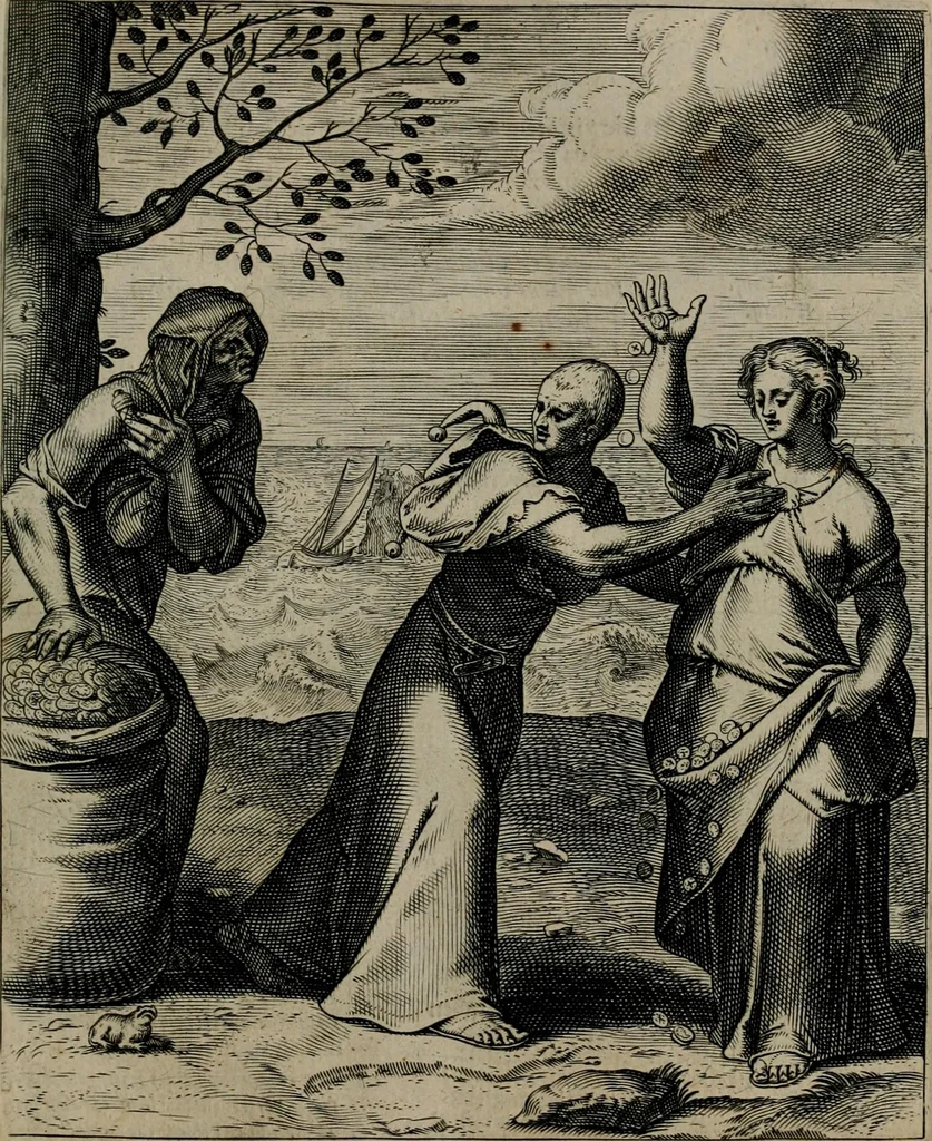 An illustration from Quinti Horatii Flacci emblemata : imaginibus in aes incisis, notisq[ue], illustrata, 1612, leaf 24