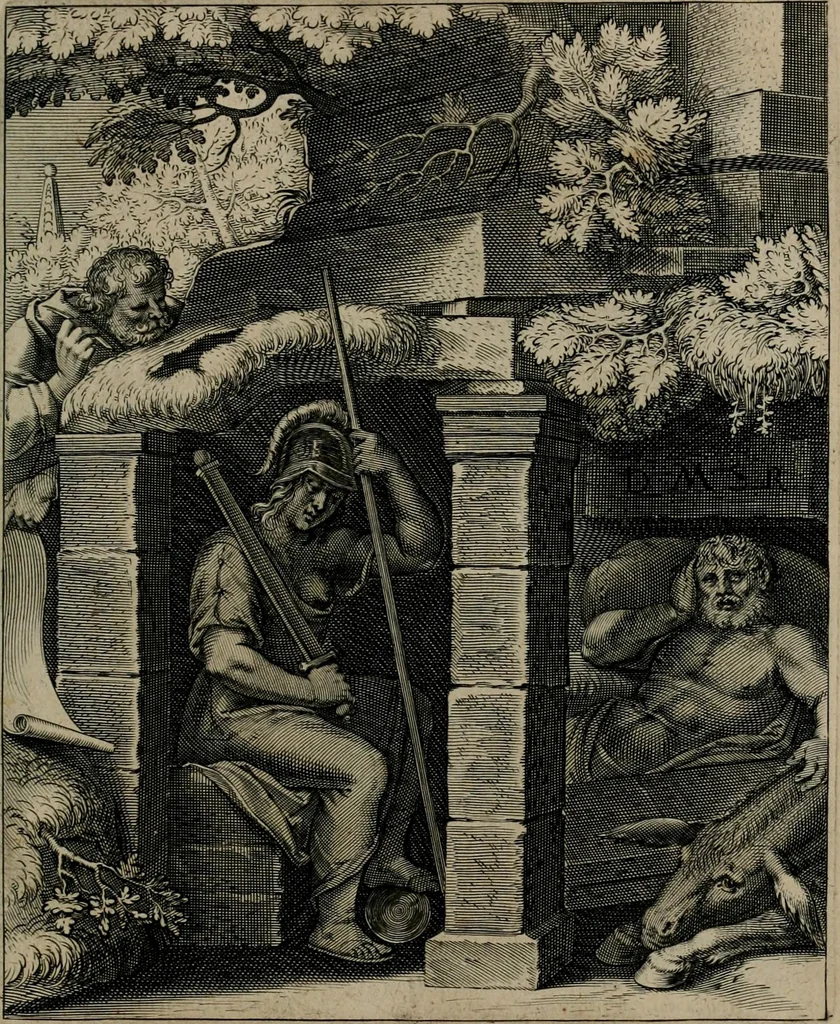 An illustration from Quinti Horatii Flacci emblemata : imaginibus in aes incisis, notisq[ue], illustrata, 1612, leaf 26