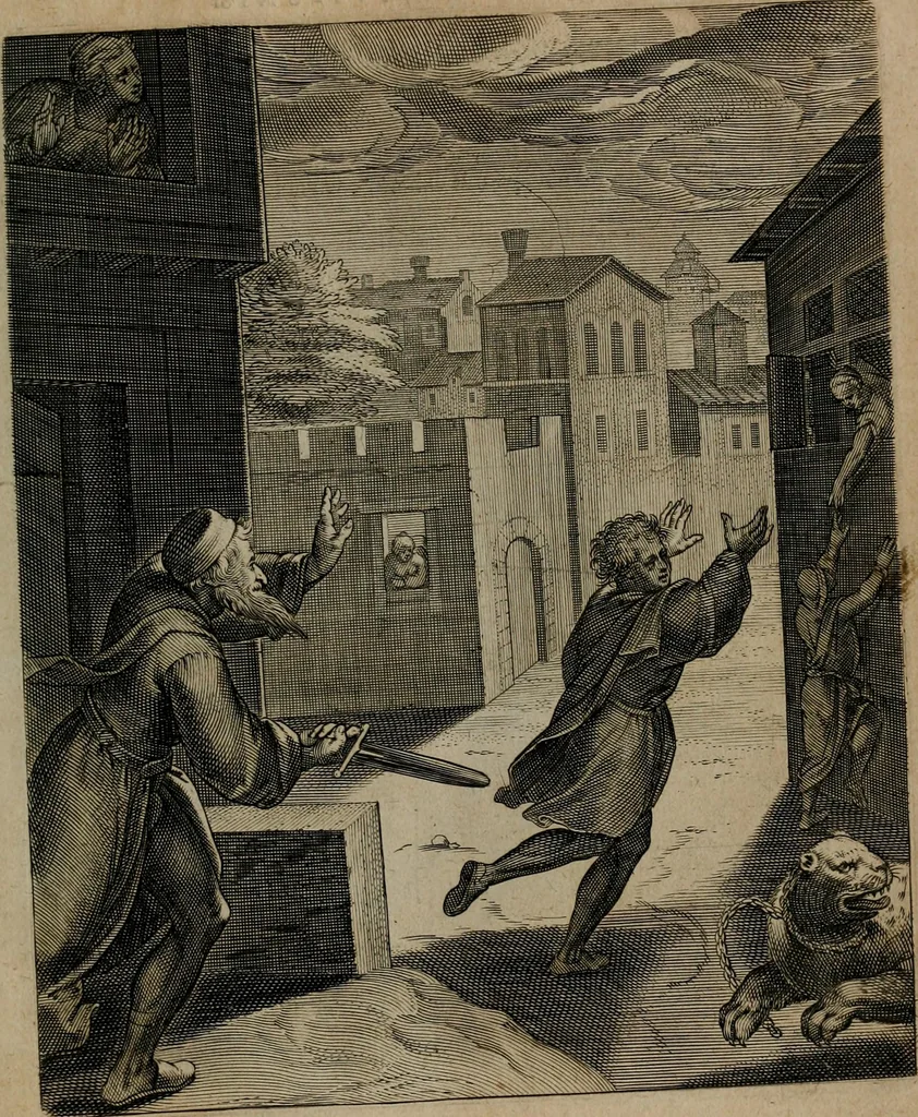 An illustration from Quinti Horatii Flacci emblemata : imaginibus in aes incisis, notisq[ue], illustrata, 1612, leaf 34