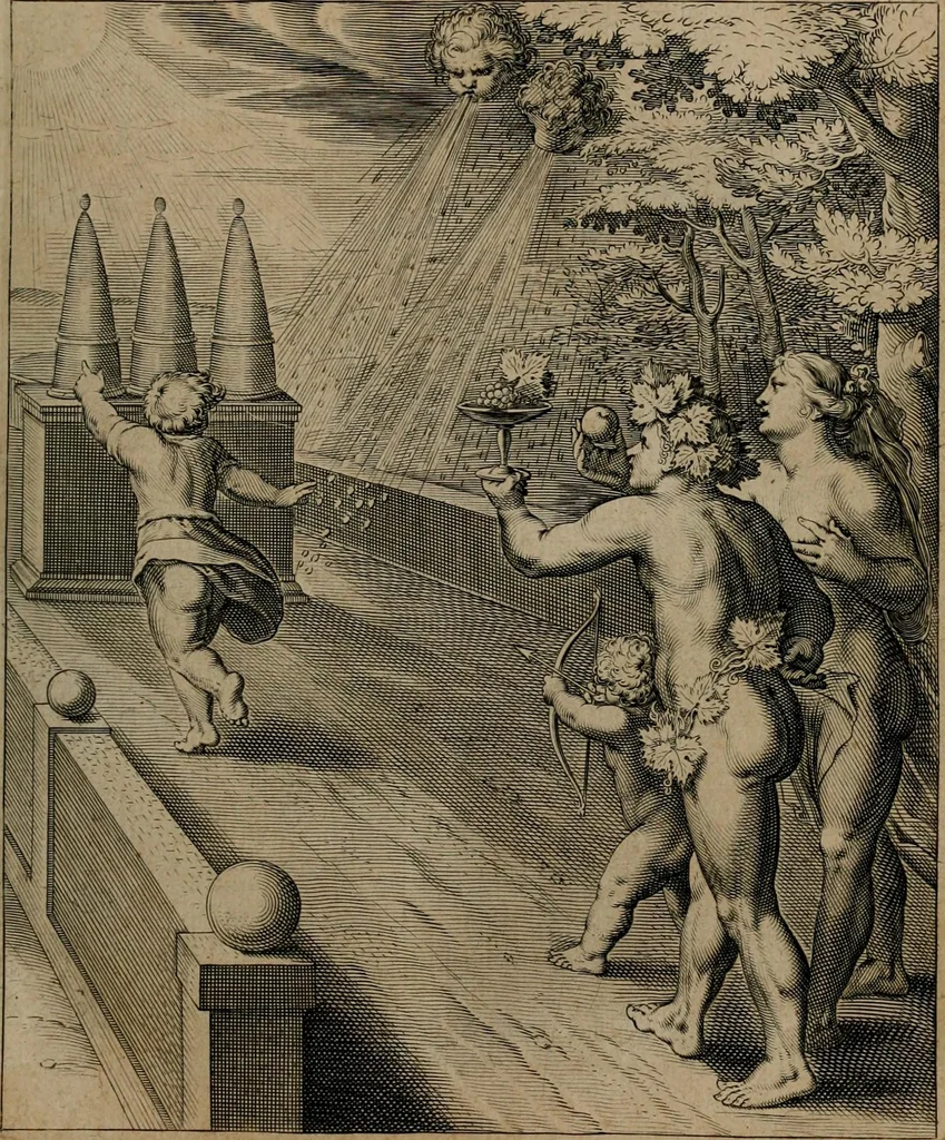 An illustration from Quinti Horatii Flacci emblemata : imaginibus in aes incisis, notisq[ue], illustrata, 1612, leaf 40