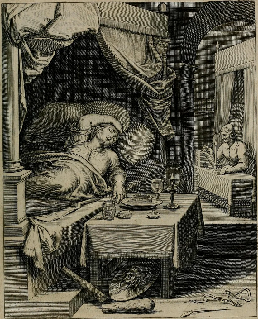 An illustration from Quinti Horatii Flacci emblemata : imaginibus in aes incisis, notisq[ue], illustrata, 1612, leaf 44