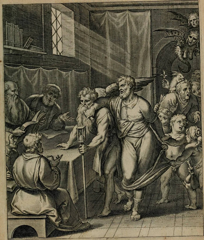 An illustration from Quinti Horatii Flacci emblemata : imaginibus in aes incisis, notisq[ue], illustrata, 1612, leaf 50