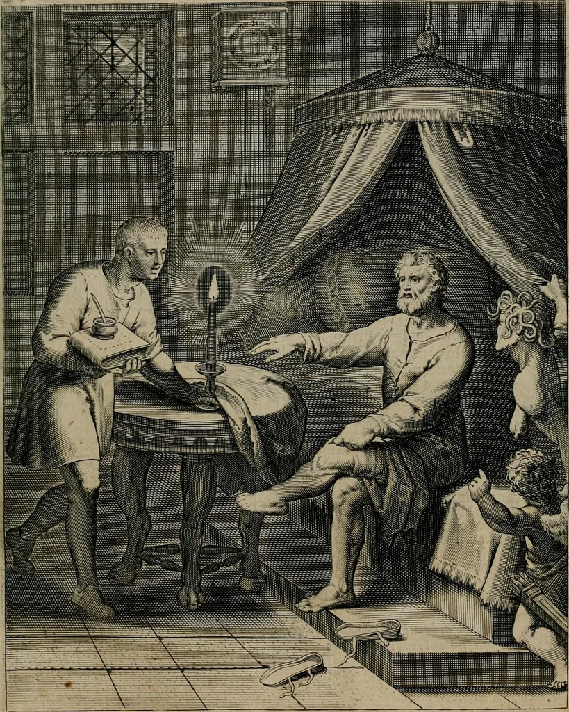 An illustration from Quinti Horatii Flacci emblemata : imaginibus in aes incisis, notisq[ue], illustrata, 1612, leaf 56