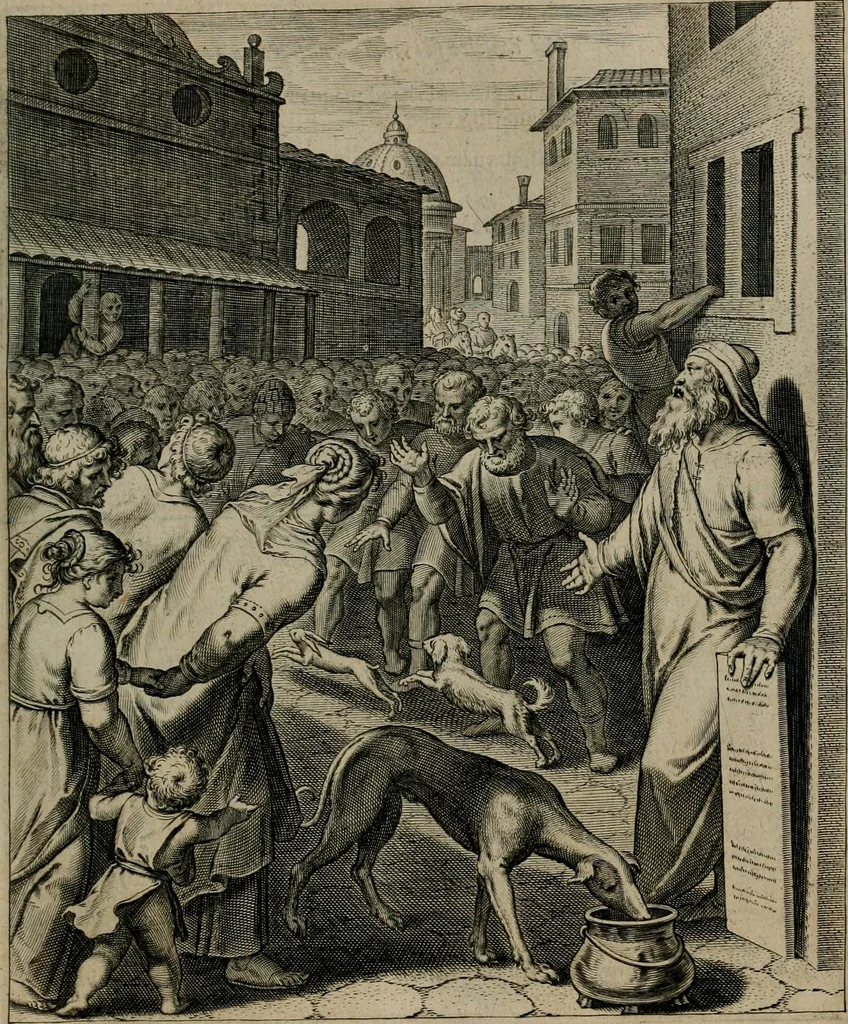 An illustration from Quinti Horatii Flacci emblemata : imaginibus in aes incisis, notisq[ue], illustrata, 1612, leaf 60