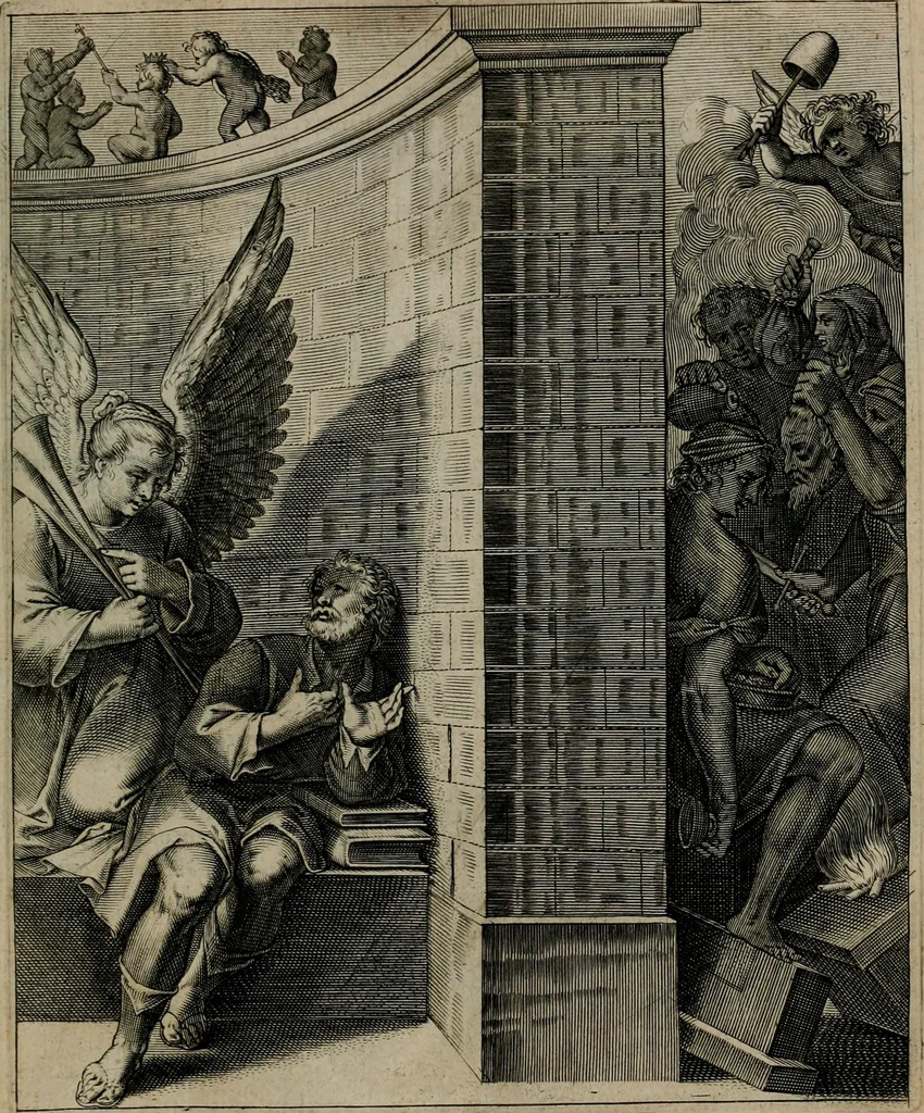 An illustration from Quinti Horatii Flacci emblemata : imaginibus in aes incisis, notisq[ue], illustrata, 1612, leaf 62