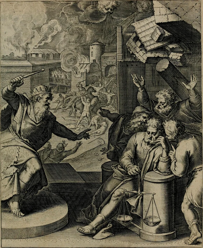 An illustration from Quinti Horatii Flacci emblemata : imaginibus in aes incisis, notisq[ue], illustrata, 1612, leaf 74